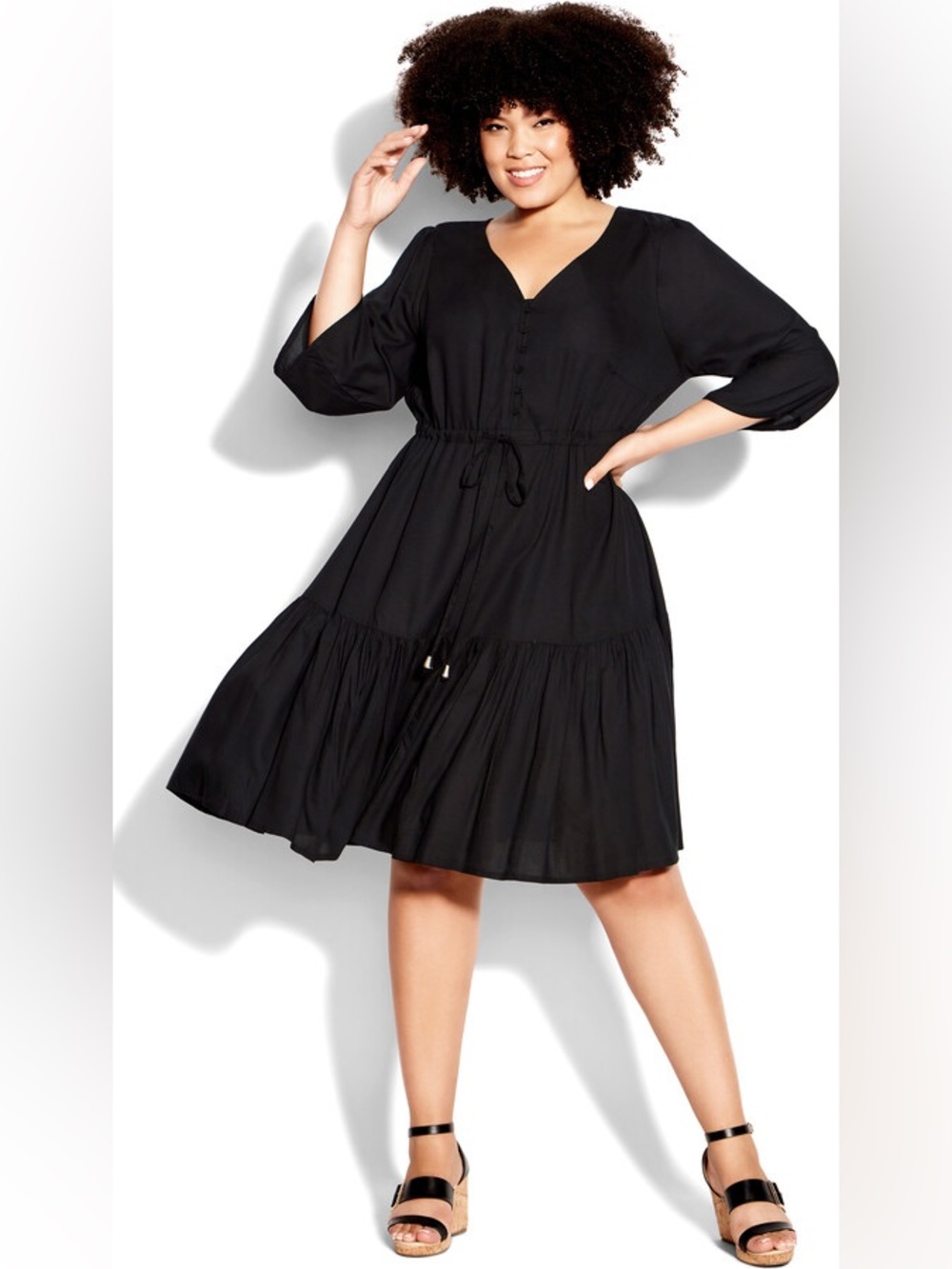 Loralette Black Tie Waist Mini Dress – Size 20